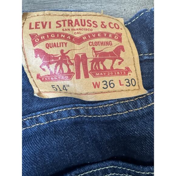 Levi’s 514 Straight Fit Men’s Jeans 36x28.5 Dark Wash Mid Rise Denim - Picture 5 of 6